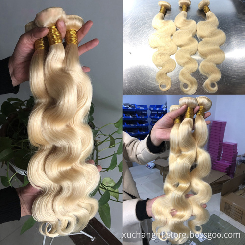 9A Grade Wholesale Price Virgin Hair Body Wave Sew In Weave Blonde Peruvian Hair Weave Color 613 Human Hair Bundles